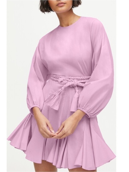 RHODE Dresses & Skirts - RHODE Lilac Long Sleeve Mini Dress w Braided Belt XS